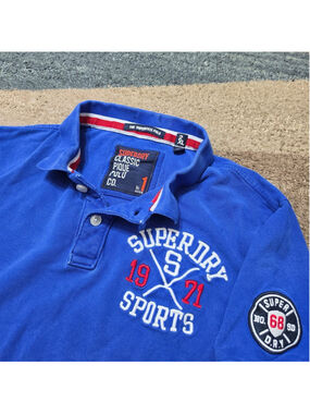 Superdry New Men’s Slim Fit Superstate Cotton Blue 2XL Polo Shirt